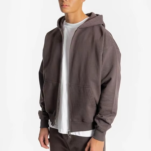 High Quality vintage Style <b>Men's</b> Zipper <b>Hoodies</b> 100%Cotton Fleece Streetwear <b>Hoodies</b> with Custom Printing & Embroidery Wholesale - Product Image 5
