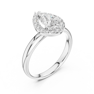 Bague de fiançailles halo en moissanite de qualité supérieure, coupe poire classique, certifiée IGI, or rose, goutte d'eau, bijoux fins pour femmes, mariage - Product Image 5