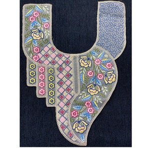 Embroidered Neck Patch / <b>Applique</b> for Kurti, Dress, and Garment Decoration Floral multicolor embroidery with artistic patterns - Product Image 1