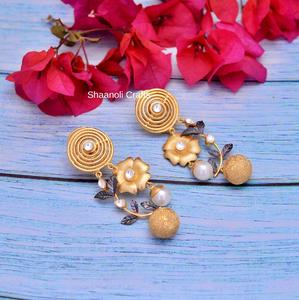 มาใหม่ต่างหูชุบทอง kundan เครื่องประดับทองเหลืองผสมแบบตะวันตกพร้อมเพชรมุกสำหรับงานแต่งงานของขวัญงานปาร์ตี้งานหมั้น - Product Image 3