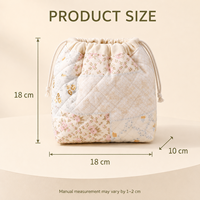 Sac de maquillage matelassé en polyester imprimé sur mesure avec cordon de serrage, grande capacité, portable, pour voyage, cosmétiques et articles de toilette