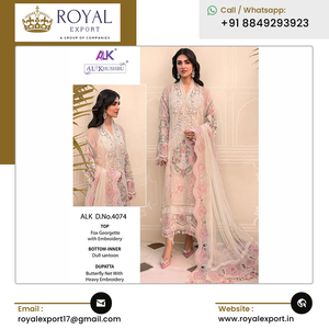 Ropa de fiesta de boda de calidad superior que lanza una nueva colección de trajes bordados de Georgette para mujer - Product Image 3