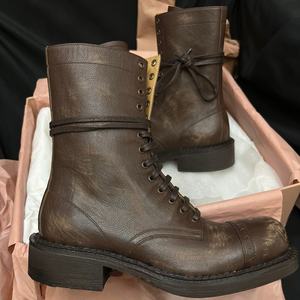 Bottes plates confortables rétro à bride, à bout carré, avec fermeture éclair latérale, couleur unie, pour femme, vente en gros - Product Image 3