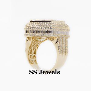 Anillo estilo Hip Hop para hombre chapado en oro de 10K Ajuste de canal personalizado VVS1 Moissanite Flower Cluster Iced Bustdown Style para - Product Image 4