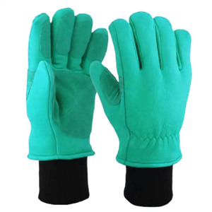Guantes de trabajo de cuero de grano de vaca reforzados, resistentes al frío, forro polar grueso, guantes industriales para conductores, protección para manos y brazos - Product Image 2