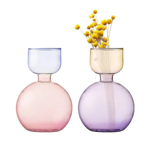 Metier haut Vase en verre Borosilicate soufflé à la main moderne créatif coloré Vase à fleurs pour mariage maison chambre salle à manger - Product Image 1