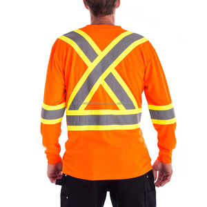 <b>Hi</b> <b>Vis</b> Long Sleeve <b>T</b>-<b>Shirts</b> Reflective Safety Clothing TShirts X Back Men Custom <b>Hi</b> Visibility Work Orange <b>T</b>-<b>shirt</b> with Rib Cuff - Product Image 5