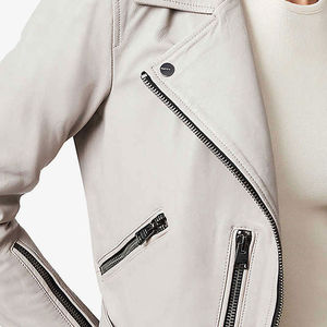 Vestes en cuir d'hiver pour femmes personnalisées et respirantes avec motif solide Fermeture à glissière de haute qualité Vestes en cuir pour femmes - Product Image 4