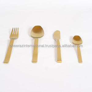 Customized Luxury Metal Cutlery Flatware Silverware Sets Stainless Steel Gold Reusable Manufacturer Designed for Coffee Tea - Product Image 1