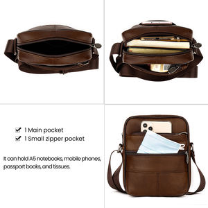 High Quality Genuine Leather Adjustable Strap Small Shoulder Messenger Bag Vintage Fashion for Summer Men's Crossbody Phone Bag - Product Image 4