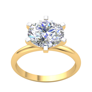 Bague de luxe pour femme en or jaune et blanc 9 carats, design classique, avec diamant rond taille brillant de 2,1 carats, cultivé en laboratoire, clarté VS, couleur EF - Product Image 2