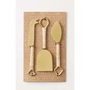 Ensemble de couverts à fromage en acier inoxydable avec manche en bois élégant, parfait pour les ustensiles de cuisine d'hôtel et de restaurant - Product Image 3