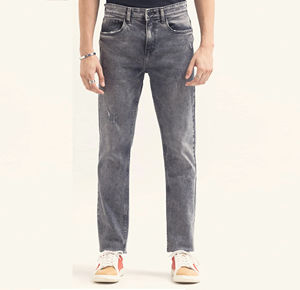 2025 Breathable Hot Stylish Denim <b>Jeans</b> Pants Leather Patches Custom Label Loose Denim Pants - Product Image 1