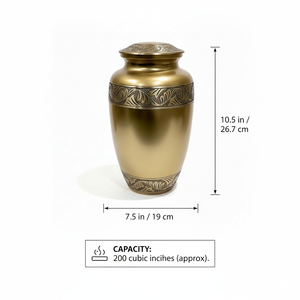 Urnas Funerarias de Metal Dorado Europeas al por Mayor - Acabado de Alto Pulido, Calidad de Exportación, Embalaje Seguro, Listas para Envío Internacional - Product Image 2