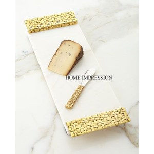 La mayoría de las ventas hechas a mano de mármol y metal moderno no tóxico personalizable Mesa bandeja para servir comida única nueva llegada precio barato - Product Image 3