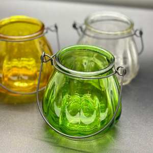 Mini porte-lampe à thé en verre suspendu décoration de maison en verre coloré fait main écologique - Product Image 3