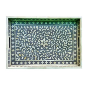 Plateau de service élégant en nacre incrustée, personnalisé pour le Ramadan et l'Aïd, pour le petit-déjeuner, plateau de service pour la maison, cadeaux au meilleur prix - Product Image 4