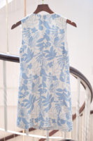 ENZO&LEO Süßes Spitzenkleid mit gewebter natürlicher Taille, Vintage Mini-Kleid, Blaue Blumenmuster, Süßer Casual-Stil, Hochwertige Lokale Marke aus Vietnam