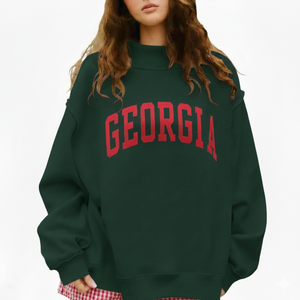 Women Casual Long Sleeves Oversized Mockneck Pullover Winter Soft Loose Streetwear Fashion <b>Top</b> Front Eco-Friendly Daily Wear - Product Image 1