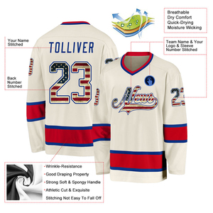 Camisetas de hockey sobre hielo personalizadas hechas con tela suave y costuras reforzadas que brindan resistencia, comodidad y un uso duradero. - Product Image 3