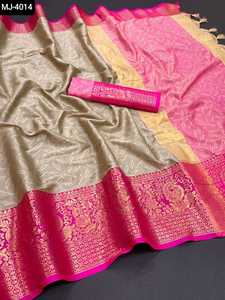 La mayoría del diseñador de moda puro algodón mercerizado seda Saree blusa Material boda y Festival de las mujeres para ropa de fiesta - Product Image 3