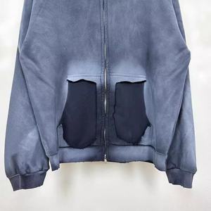 Women's Acid Wash Hoodie Custom Oversized <b>Zip</b> up Vintage Washed Sun Fade Solid <b>Hooded</b> French Terry Streetwear Style - Product Image 2