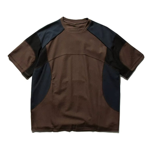 Camisetas blancas informales de punto liso de manga corta con varios paneles para hombre de la mejor calidad Spandex/estilo callejero de algodón a la moda - Product Image 1