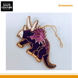 ไทรเซอราทอปส์ไดโนเสาร์งานปักด้วยมือพร้อมเขาแขวน3ตัวสำหรับตกแต่งบ้าน - Product Image 2