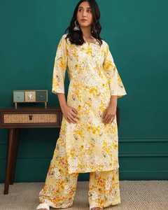 Meilleur prix Ensemble indien Kurti et palazzo de travail lourd Chikankari pour fête et tenue de fête du fournisseur en gros indien - Product Image 4