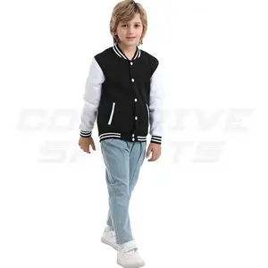 OEM High Quality Kids Baseball Varsity Jackets Kids Varsity Custom Letterman Jacket 100% Wool with Leather Sleeves