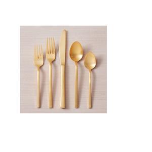 Juego de Cubiertos de Metal con mango moderno de diseño real elegante, 5 uds., cubiertos de acero inoxidable con acabado dorado ecológico - Product Image 4