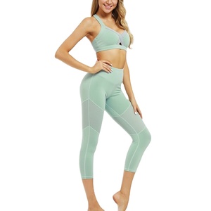 Nuevo conjunto de Yoga para mujer, dos piezas, ropa de Yoga de gimnasio de alta elasticidad, ropa deportiva de colores personalizable y conjunto de traje de Yoga alto - Product Image 3