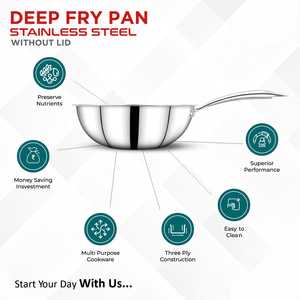 Poêles à frire à poignée rivetée en acier inoxydable sans couvercle Design durable Batterie de cuisine de qualité alimentaire Nettoyage facile Exotique Argent brillant - Product Image 5