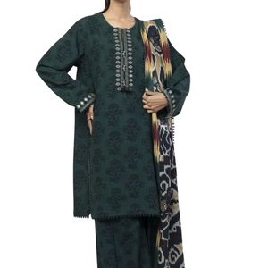 ชุดสตรีแบบสามชิ้น ลายพิมพ์บล็อก ผ้าลอน ชัลวาร์ คามีซ ชุดเดรสฤดูร้อนสไตล์ชาติพันธุ์ ดีไซน์เนอร์ พร้อมผ้าคลุมไหล่และกางเกงผ้าฝ้าย - Product Image 3