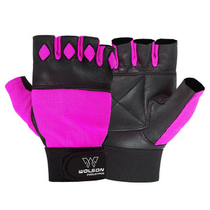 Guantes de gimnasio de medio dedo personalizados unisex, equipo de entrenamiento de fitness transpirable de cuero de alta calidad para entrenamiento de levantamiento de pesas de goma - Product Image 4