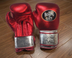 Gants de boxe MMA Muay Thai de haute qualité en cuir rouge Pro Leather No Boxing No Life, légers, logo personnalisé, à lacets, pour entraînement et sparring - Product Image 5