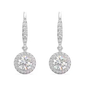 Pendientes de aro colgantes redondos únicos, pendientes de moissanita con diamantes para mujer, uso a precio asequible - Product Image 3