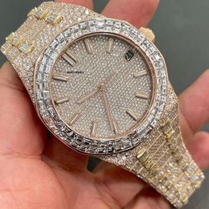 Luxury Antique Rose Gold <b>Stainless</b> <b>Steel</b> Iced Out Moissanite Glass Dial VVS Hip Hop <b>Jewellery</b> Diamond Bezel Premium Watch - Product Image 1