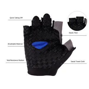 Gants de cyclisme unisexes demi-doigts en coton/polyester/spandex, respirants, antidérapants et rembourrés, avec écran tactile, quatre saisons MTB BMX Road - Product Image 4