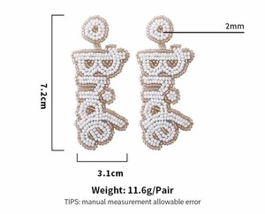 Pendientes de cuentas de semillas bordadas hechas a mano, nuevo Color, forma de abanico, chapado en oro, estilo grueso, accesorio para mujer, pendientes bordados - Product Image 6