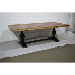 Sang Trọng Cổ Điển Châu Âu Đau Khổ Trắng Rửa Thiết Kế Mộc Mạc Bàn Ăn Đặt Rắn Bằng Gỗ Cho Nhà Trang Trại Đồ Nội Thất - Product Image 2