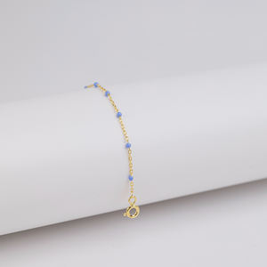 Pulsera de Cadena de Plata de Ley 925 Hecha a Mano en Turquía, con Diseño de Esmalte Color Morado Claro y Baño de Oro, Moderna para Bodas - Product Image 6