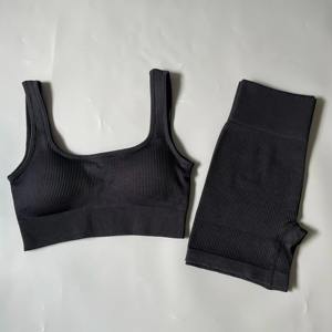 Vêtements de sport pour femmes ensemble de yoga taille haute survêtement de gymnastique et soutien-gorge de sport tenues d'entraînement pour Fitness vêtements de sport 2 pièces - Product Image 5