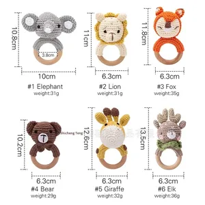 Vente en gros de hochets animaux au crochet personnalisés, jouets tricotés confortables pour bébés, artisanat textile et en tissu personnalisable - Product Image 5