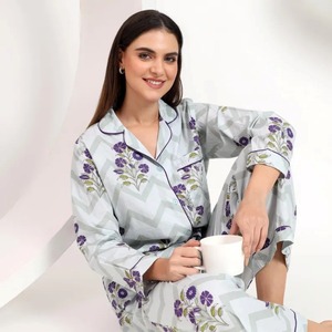 Handgemaakte Indiase Katoenen Blok Print Pyjama Set Voor Vrouwen Elegante Zomer Lounge Wear Gepersonaliseerde Bruidsmeisjes Bruiloft Pj Odm - Product Image 2