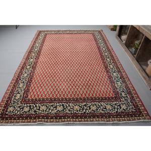 Alfombra de área de lana turca Vintage, rojo, Beige, 6x9 pies, estilo clásico de retales, tejido plano, respaldo de látex para decoraciones de sala de estar, nuevo - Product Image 1