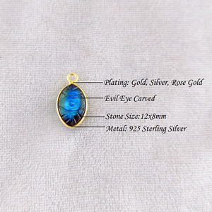 Pendentif sculpté en forme de marquise rubis rouge teint aux yeux maléfiques - Product Image 5