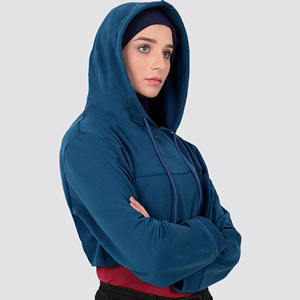 Logo personnalisé à manches longues sweat à capuche court zippé avec cordon de serrage sweats femmes hiver haut court à capuche pull à capuche court - Product Image 5