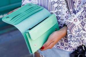 Portefeuille long vintage en cuir pour femme, porte-monnaie, porte-cartes, pochette, sac à main LWM-0321 - Product Image 4