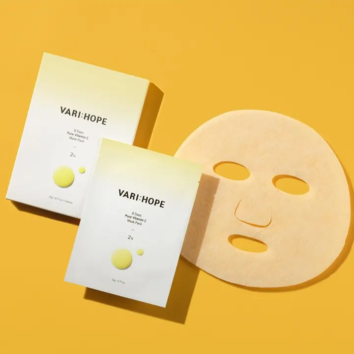 [VARIHOPE] Paquete de mascarilla de vitamina C pura de 8 días, 22G, 1 caja (5ea), hoja de mascarilla facial de proveedor Coreano de belleza K
